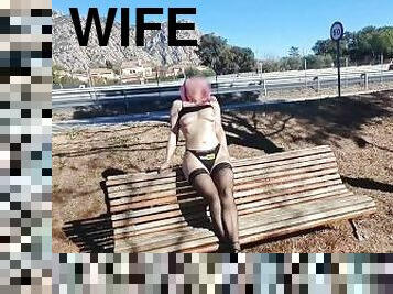 The wife likes to show herself naked in public