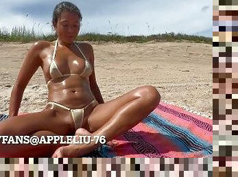 asien, groß-titten, alt, öffentliche, muschi, reifen, erotisch-mutti, creampie, strand, beule