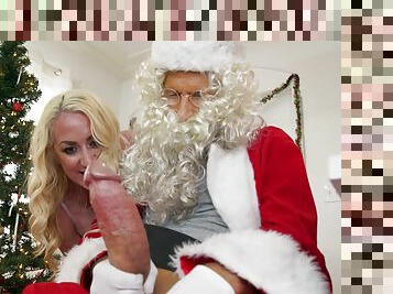 Santa ass fucks both babes in crazy threesome fetish