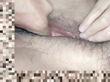 Rich cum running down the pussy of a naughty wife. She loves big dick honey creampie.