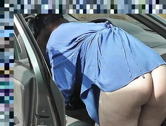 anjing, di-luar, awam, amateur, milfs, tegar, perempuan-besar-and-gemuk, kereta, upskirt, seluar-dalam