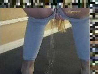 Naughty Blonde Tampon Peeing On Carpet Public Pissing On The Floor At Work Common Area