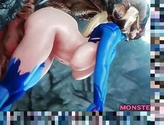 monstre, chatte-pussy, ados, salope, blonde, anime, fantaisie, hentai, 3d