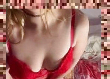 cul, masturbation, amateur, jouet, allemand, rousse, solo, géant