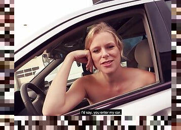 Public Car pick up date with german blonde street slut - German