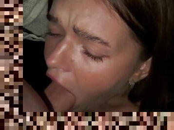 Hard fucked in the mouth of a stranger.Sloppy  blowjob. Throat destruction