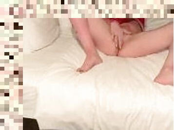 Solo Trans girl in hotel in Miami Beach Florida playing with herself