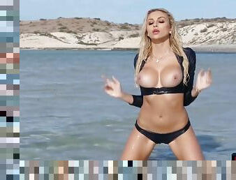 rit, velike-joške, zunaj, porno-zvezda, plaža, striptiz, blond