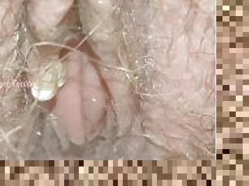 Ultra Hairy Cunt Pissing Close up