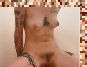 Ridding my monster dildo in the shower (Preview)