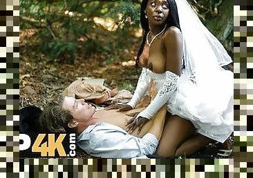 prometida, adulterio, al-aire-libre, babes, interracial, negra, follando-fucking, boda, bosque, blanca