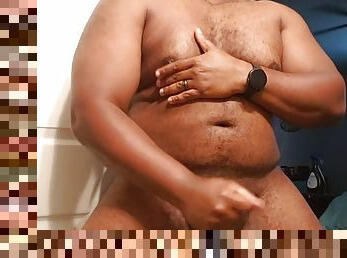 Hairy black daddy jerking off greasy BBC 092722