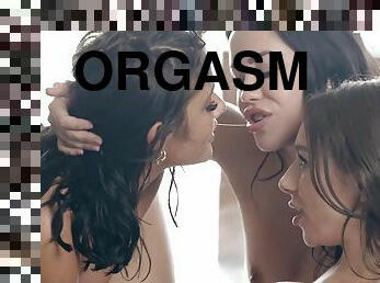 traseiros, teta-grande, orgasmo, cona-pussy, babes, lésbicas, dedos, a-três, natural, morena