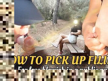 Easy pick-up shy filipina gives the best public blowjob in park then swallow cum