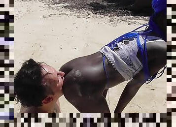 Ebony Pearl Ass Worship and Facesitting on Beach by Femdom Austria