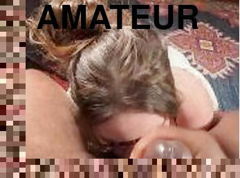 lunettes, amateur, fellation, ejaculation-sur-le-corps, fellation-profonde, black, belle-femme-ronde, assez, brunette, ringard