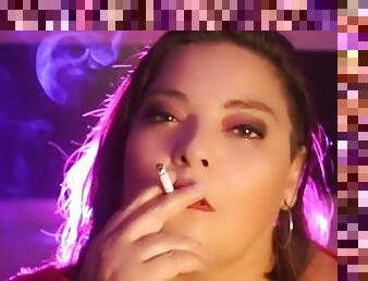Hot Milf smokes cigarette for you touching herself. Smoking session.