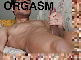 Beautiful Mediterranean boy erotic Striptease and dick stroking Until He Cums (Loud Moaning)