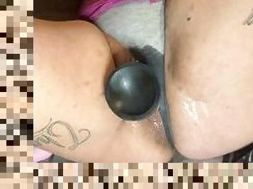 White Girl Creams & Squirts On Black Dildo